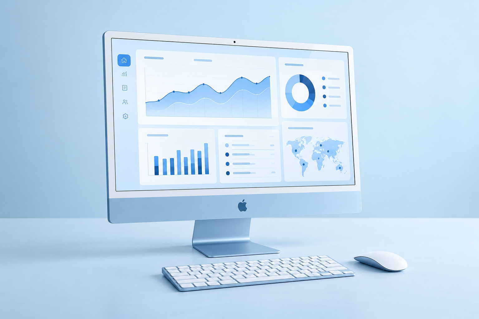 Software empresarial ilustrativo en una computadora iMac