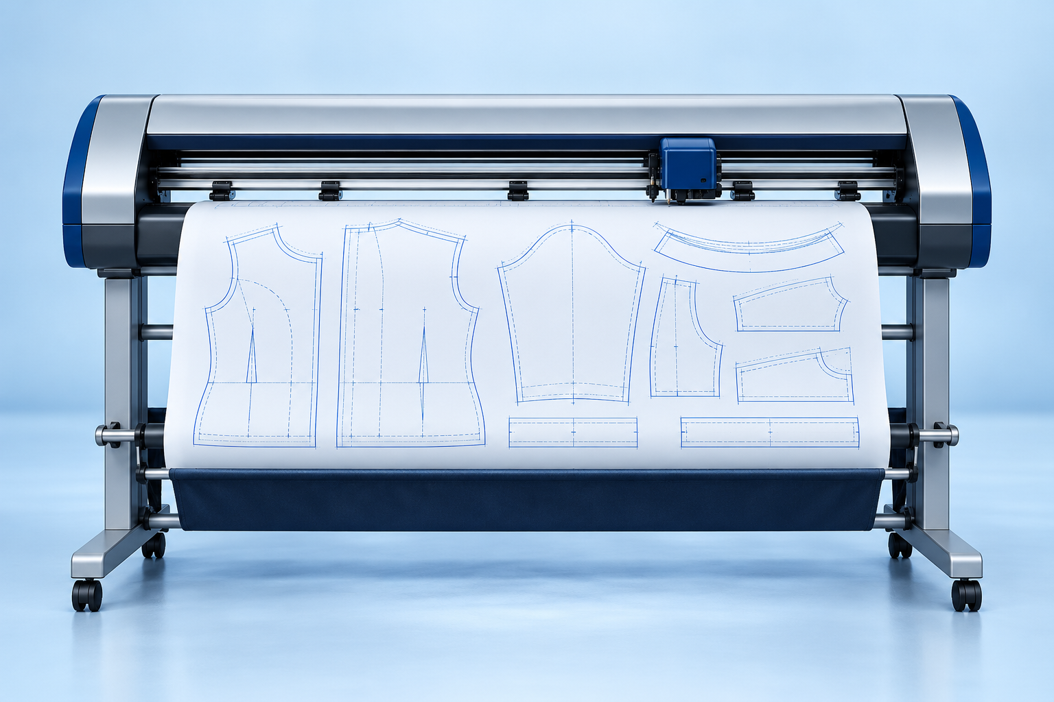 Plotter de gran formato con papel de patrones